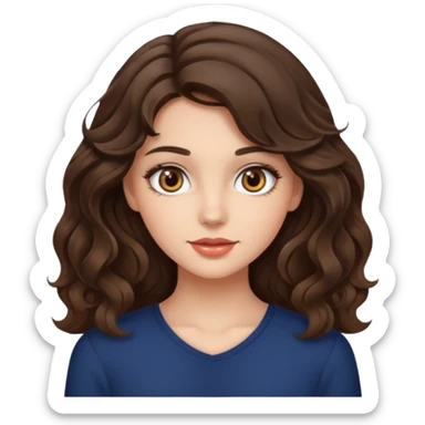 generate pretty brunette girl with wavy hair makeup  sticker