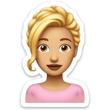 chica de pelo rubio y ondulado vestida de rosado  sticker
