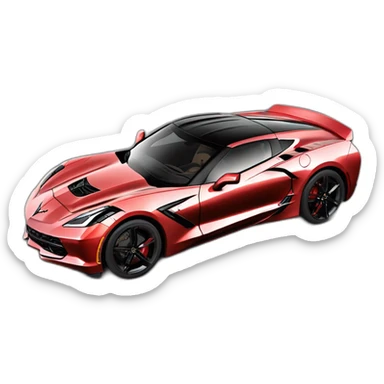 Corvette C8 Stingray rouge avec toit noir sticker