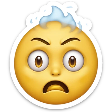 yellow emoji head, one eye twitching with rage, furrowed brow, steam coming from head sticker