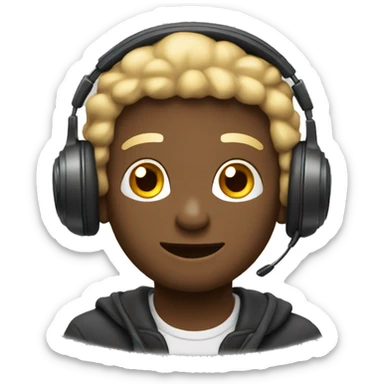 Emoji usando audifonos sticker