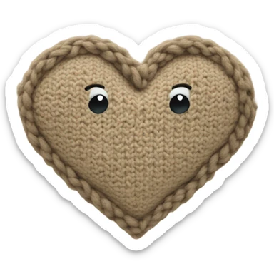 Knitted beige heart sticker