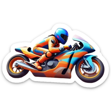 A sleek racing car and motorcycle speeding on a track, leaving a trail of dust behind. The scene captures the thrill of high-speed competition, with blurred motion and vibrant colors, highlighting the dynamic energy of motorsport. sticker
