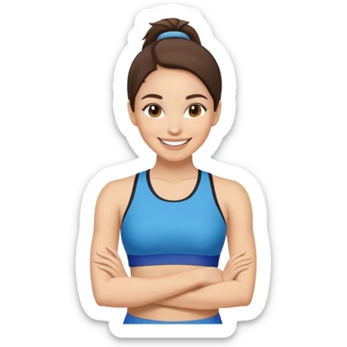 light skinned brunette woman in sport top smiling posing sticker