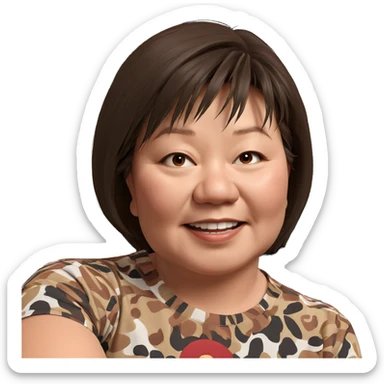 girl with brown hair and hat sticker