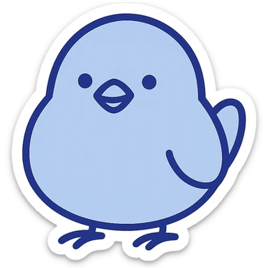 bouncy blue cute bird, minimal, small dot eyes, no wings, soft blue color sticker