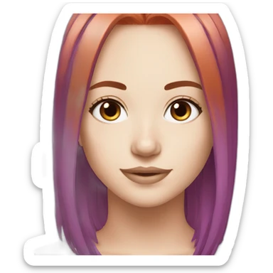 purple to red to orange hair pretty white girl sticker