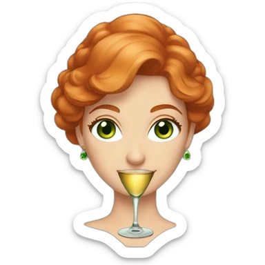 green-eyed red-haired woman with a glass of champagne sticker