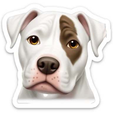 White pitbull with brown spot on eye sticker