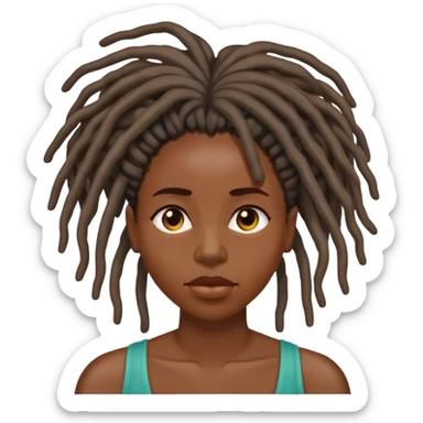 Black woman with locs sweating
 sticker