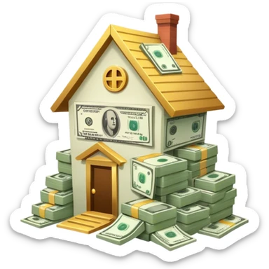 a house overflowing with money sticker