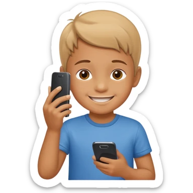 young child playing with a phone sticker