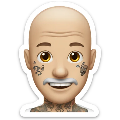 Bald white guy with tattoos  sticker