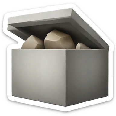 Concrete rcc box with one big rock inside sticker