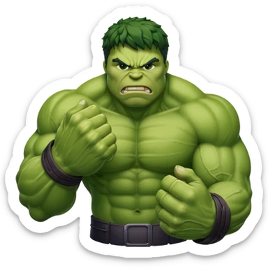 big muscular green cool hulks fist with 5 fingers sticker