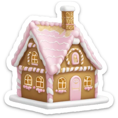 light pink and gold and white gingerbread house sticker