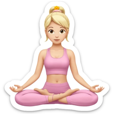 blonde yoga girl light pink clothes n sticker
