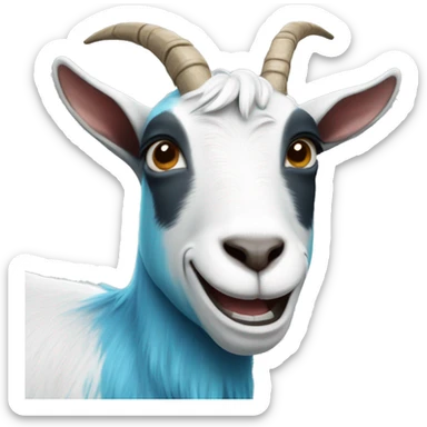 Smiling goat, blue hair sticker