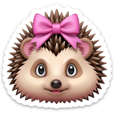 hedgehog with a pink bow sticker