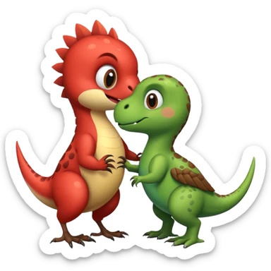 A sparrow makes love with a dinosaur  sticker