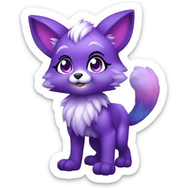 shiny, colorful, purple, gradient, Kemono-style, Chibi, Anthro-Fur-Sona-Fakémon, Full Body sticker
