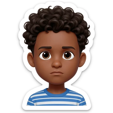 confused puzzled  questioning black boy curly hair sticker