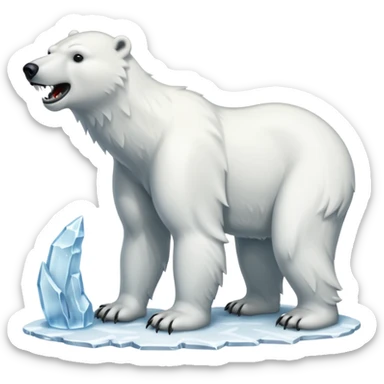 Polar bear with a wolf’s tail, thick neck fur, and long fangs sticker