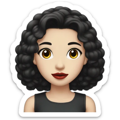 Beautiful young woman,Black hair,long hair,White skin,oval face,big eyes,Blackeyes,Redlips,Chinese sticker