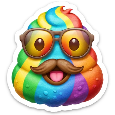 rainbow poop emoji with sunglasses sticker