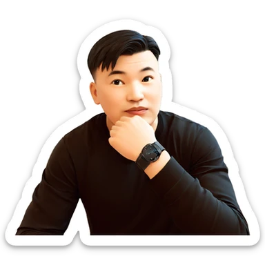 boy in black shirt indoors sticker