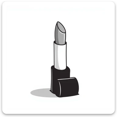 lipstick with the cap off showing the lipstick bullet in pastel colors dd9fb0 ffc6d3 a3bfc9 c4bee2 f1b091, detailed hand-drawn doodle style sticker