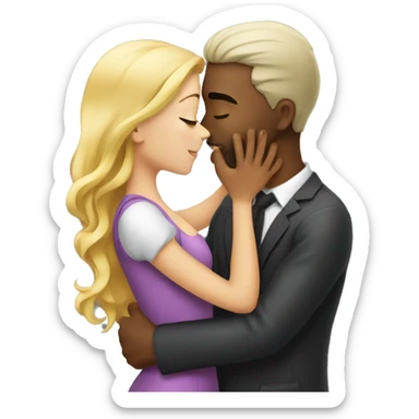 a good looking man kissing a beautiful girl  sticker