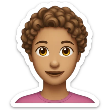 woman face, brown 2c curly hair, light brown eyes, olive skin, smiling sticker