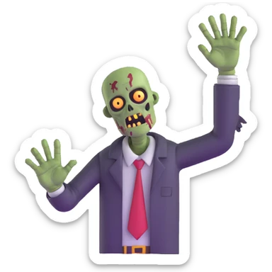 zombie with one hand reaching up sticker