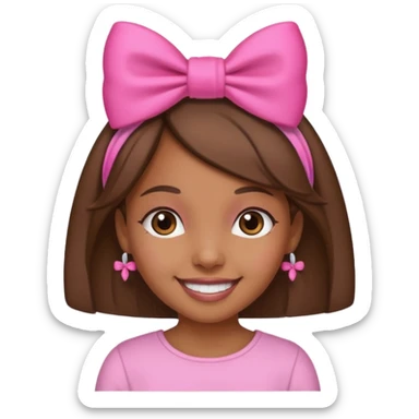 Brownskin girl with a pink bow in her head sticker