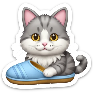 Cat with slipper in hand sticker