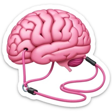 Pink brain on a leash sticker