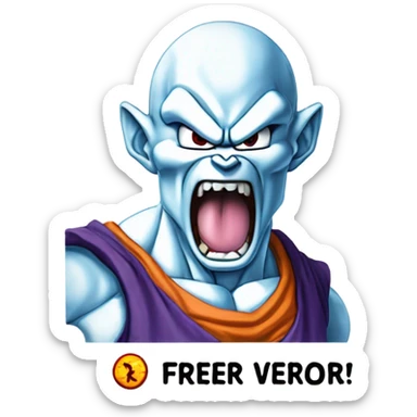 Dragon Ball Z Freezer with a scared face and a legend saying “Freezer sintio el verdadero terror” sticker