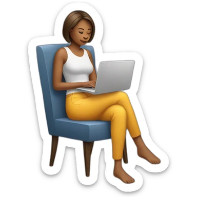 woman sitting at chair and browsing web sticker