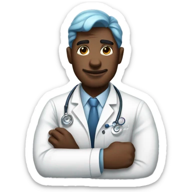 a doctor a vaccine another buff guys  arm sticker