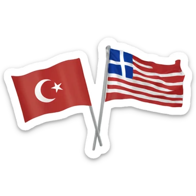 One flag: left side Turkish flag, right side Icelandic flag, faded center sticker