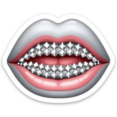 Silver lips with silver rhinestones sticker