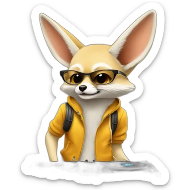 Fennec Fox as a DJ sticker