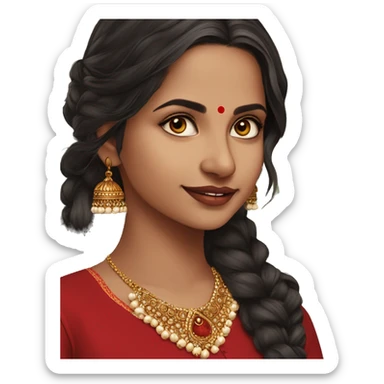 indian girl wearing full sleeve blood red kurti with jhumkas sticker