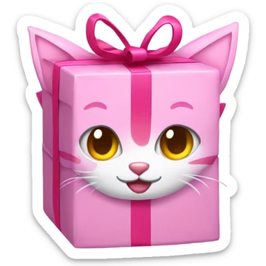 Pink Present with cat ears sticker