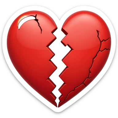 heart broken in half red sticker