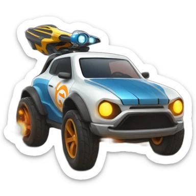 un pingouin qui conduit une voiture de rocket league sticker