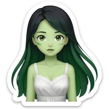 Anime Dragon Lady She/Her Green sticker