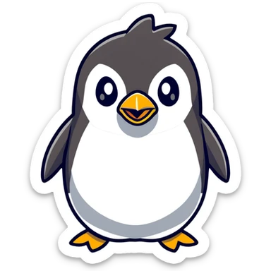 angry penguin cartoonish sticker sticker