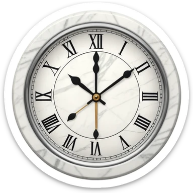 White marble effect Clock without outline sticker